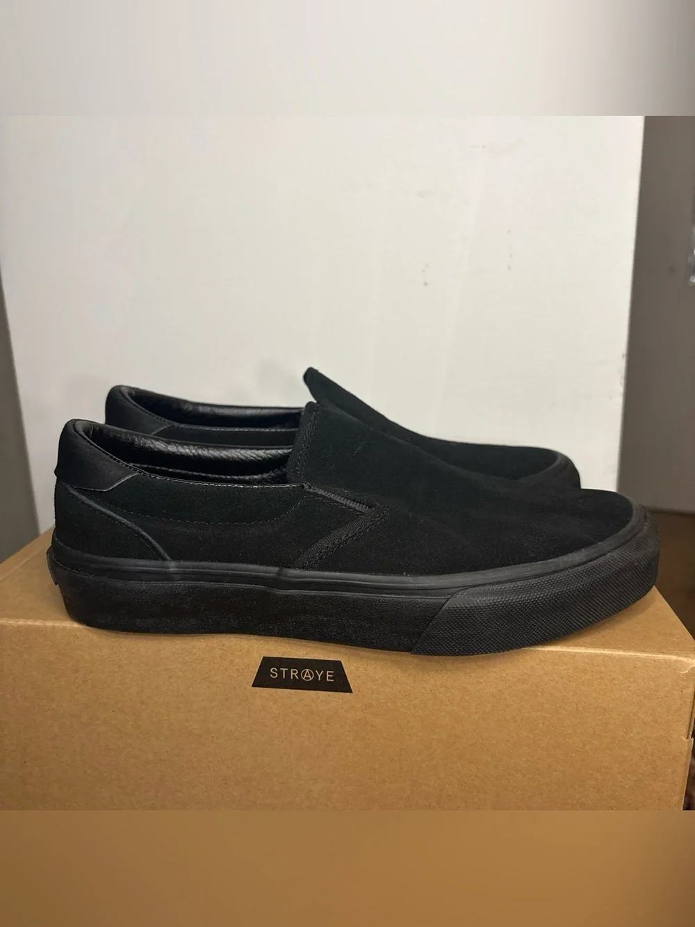 RAYE Black Suede Slip-On Loafers